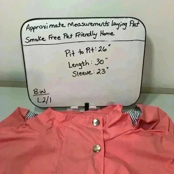 Plus Size Women Salmon Pink Windproof Jacket Removable Hood Zip & Snaps Size XXL - Picture 16 of 16